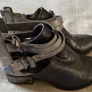 Jeffrey Campbell Metallic Black and Silver Ankle Boots